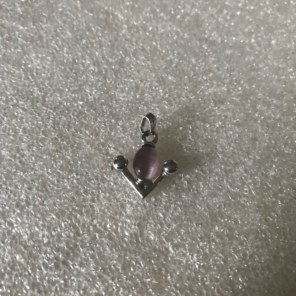 Sterling Silver Purple Cabochon V Pendant Charm